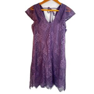 Francescas Lace Flutter Sleeve Vneck Aline Dress Fairy Whimsy Feminine Size LG